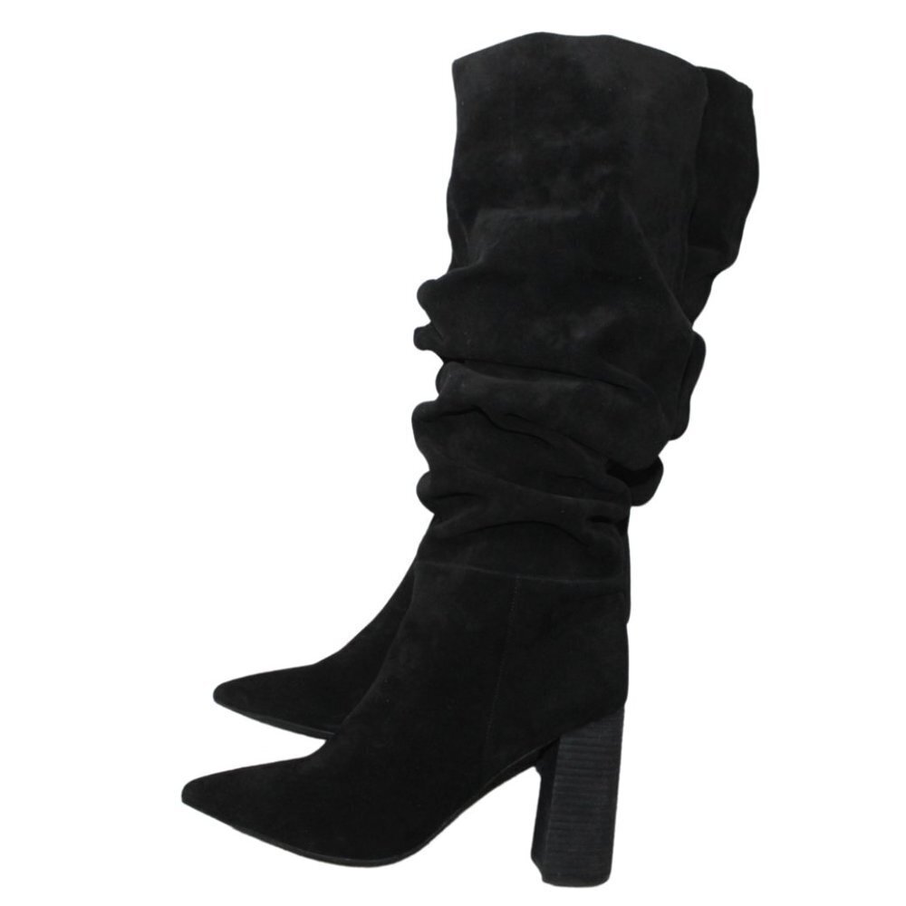 Jeffrey Campbell tall black suede slouchy heeled boots size 9 - Picture 3 of 8